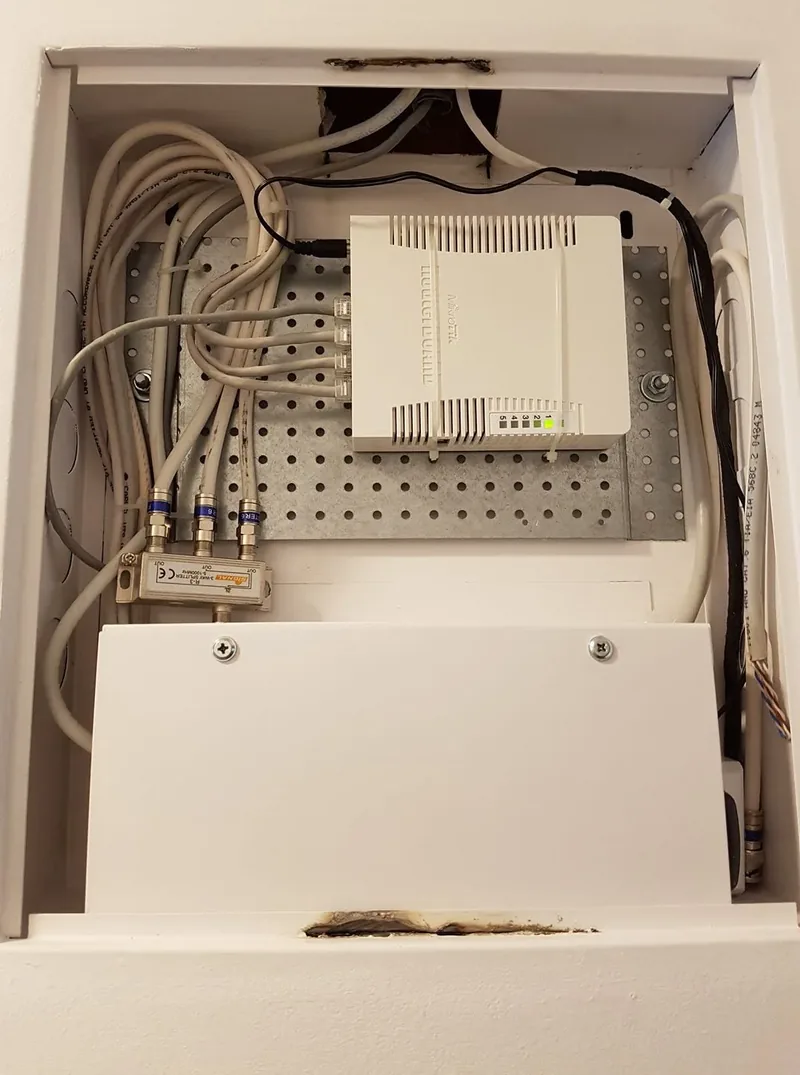 Cutie de curenți slabi cu router și distribuitor de cablu